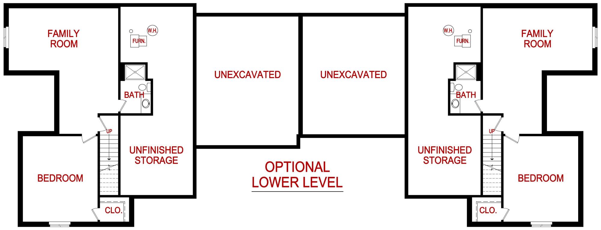 Optional lower level floor plan of a Todd model from Lambie custom homes