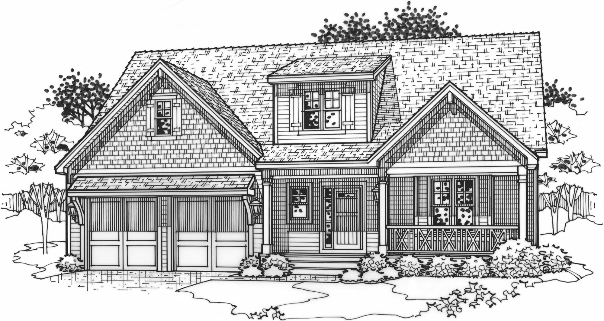 black and white rendering of a persimmon model from Lambie custom homes