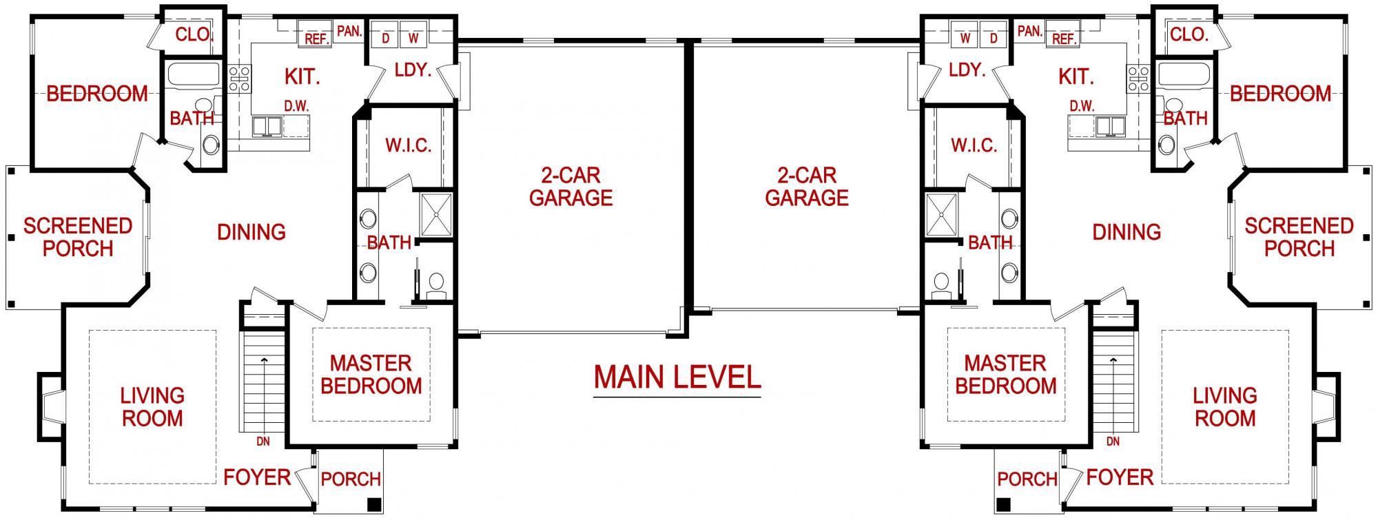 Main level floor plan of a Todd model from Lambie custom homes