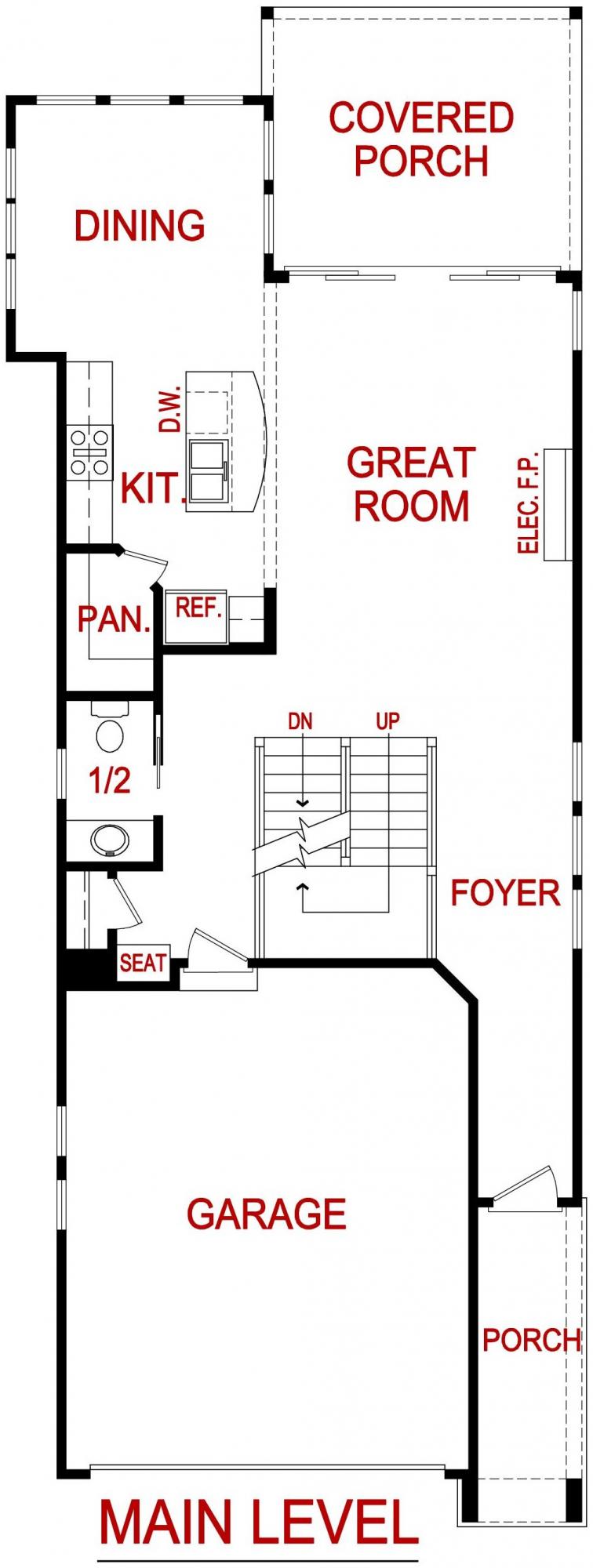 Main level floor plan of the Morgan expanded model from lambie homes