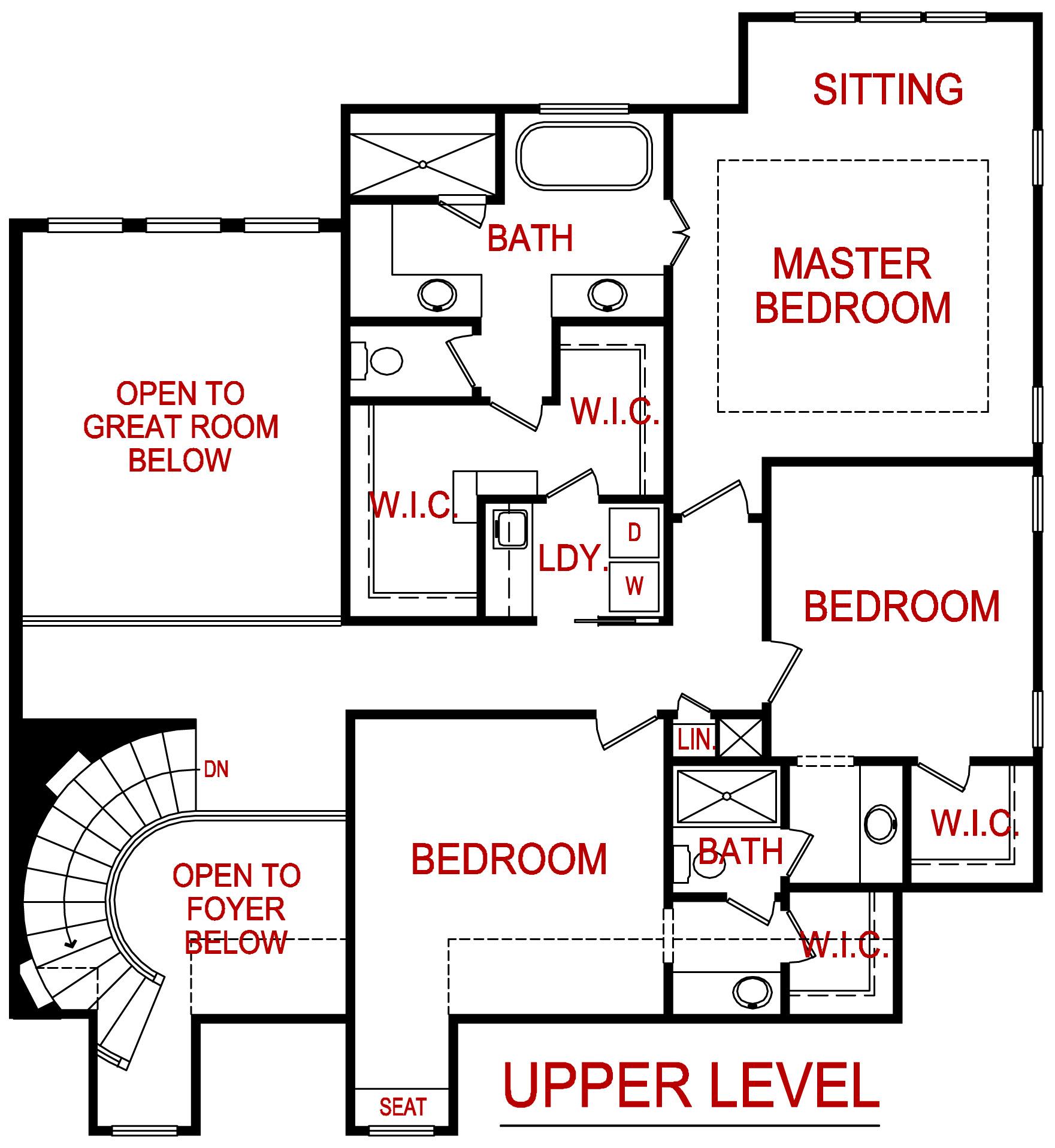 upper level floor plan for the magnolia model from lambie homes