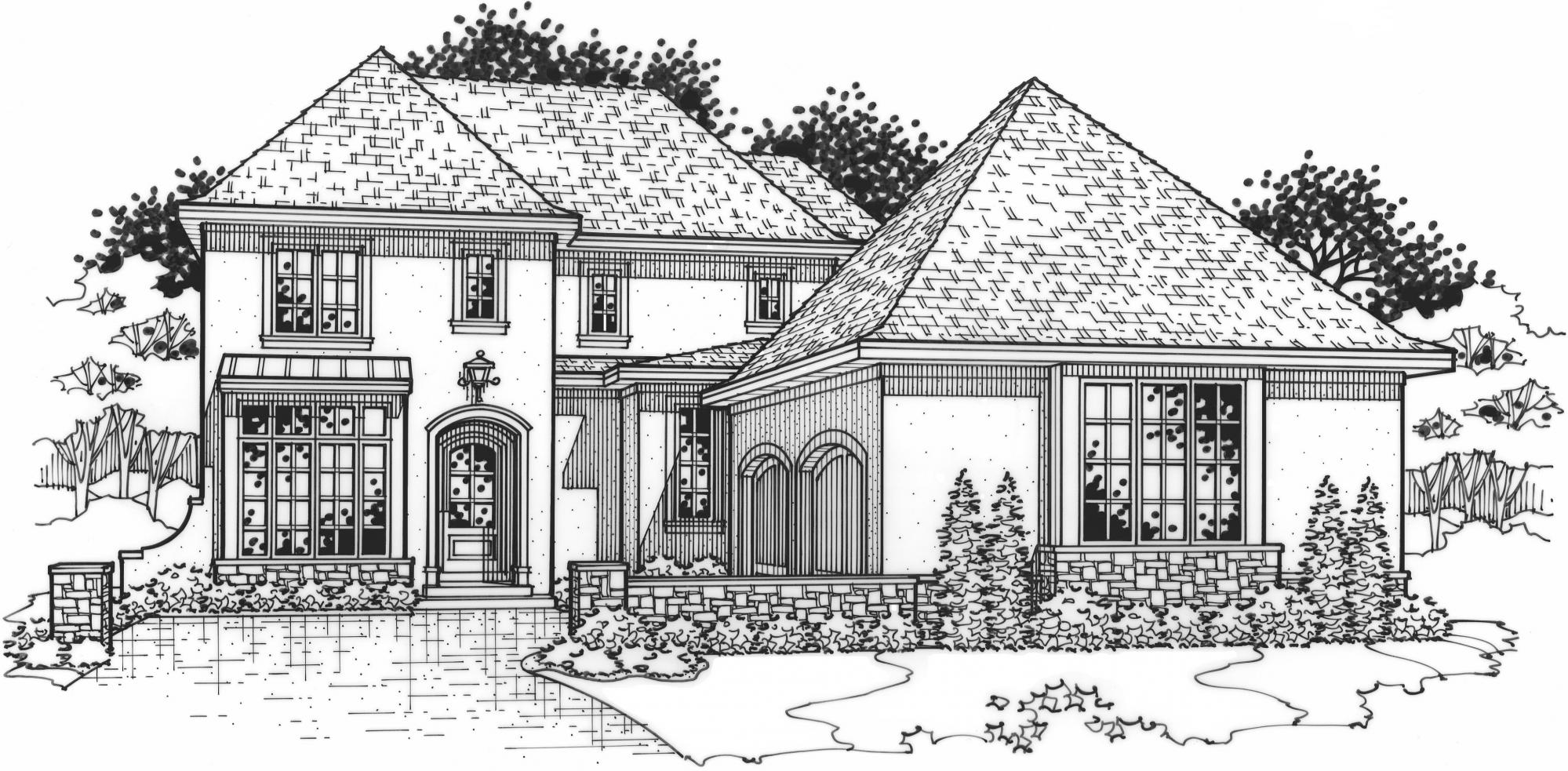 black and white rendering of a winston model from Lambie custom homes