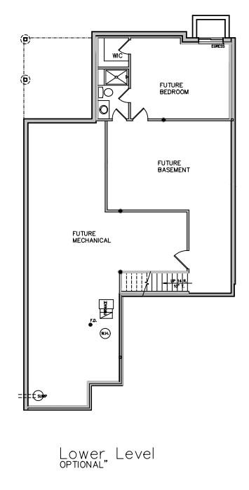 Lower level Floor plan of a Bradford model from lambie custom homes