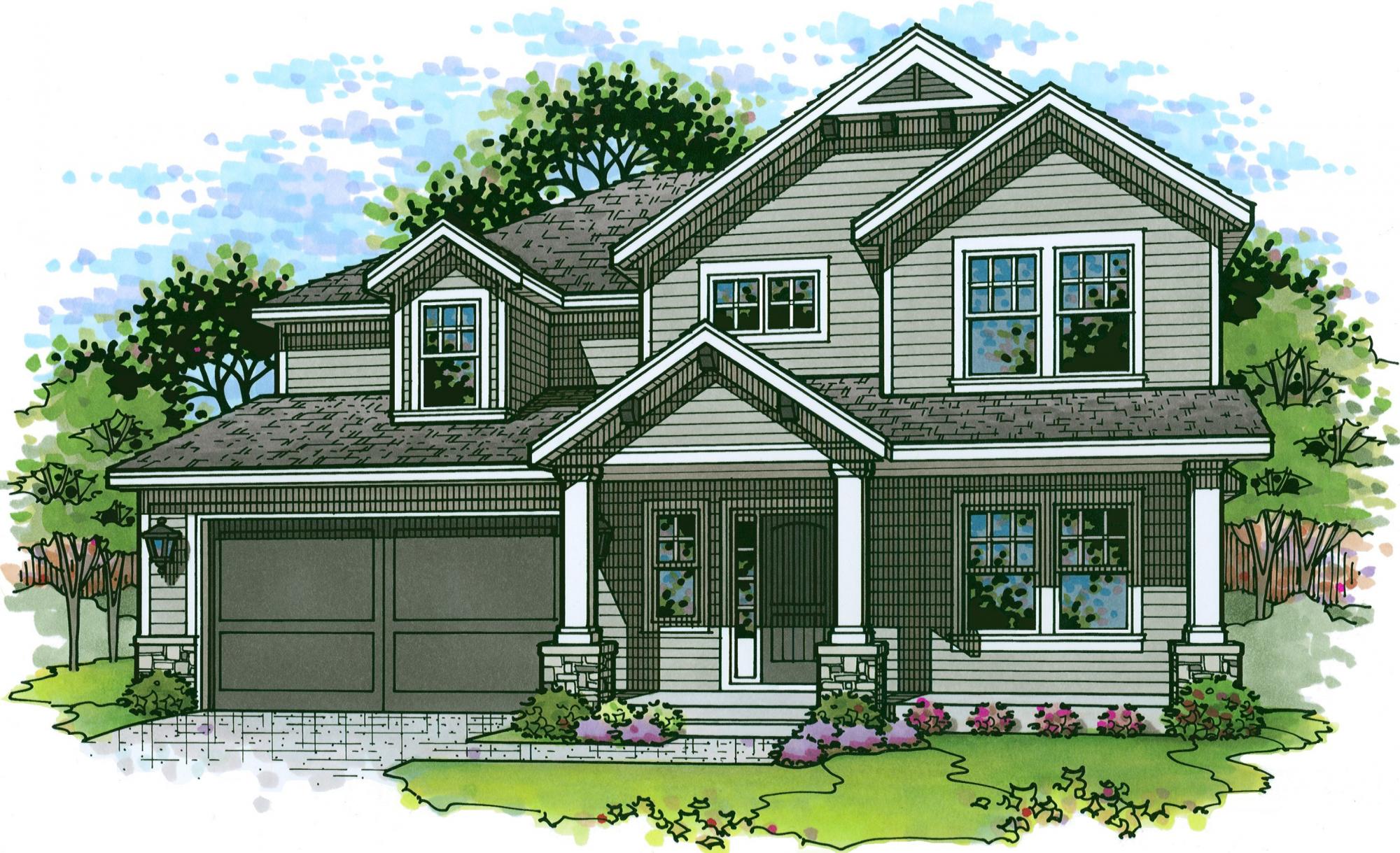 Color rendering of the clover model from lambie custom homes