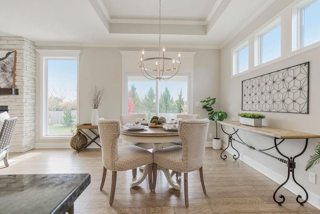 Dining area in an Enclave at Prairie Star home From Lambie homes