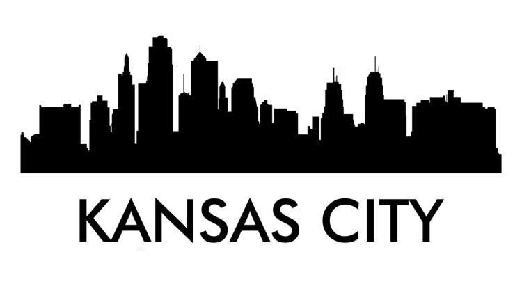 Kansas city skyline in black and white