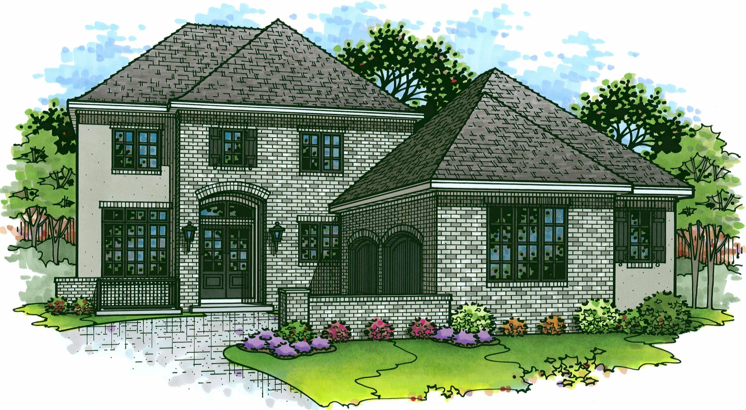 Rendering of the front elevation of the Barrington model from Lambie Homes