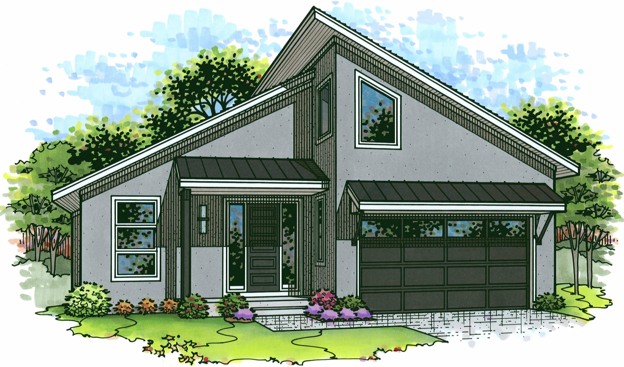 Rendering of the front elevation of the holly model from Lambie Homes