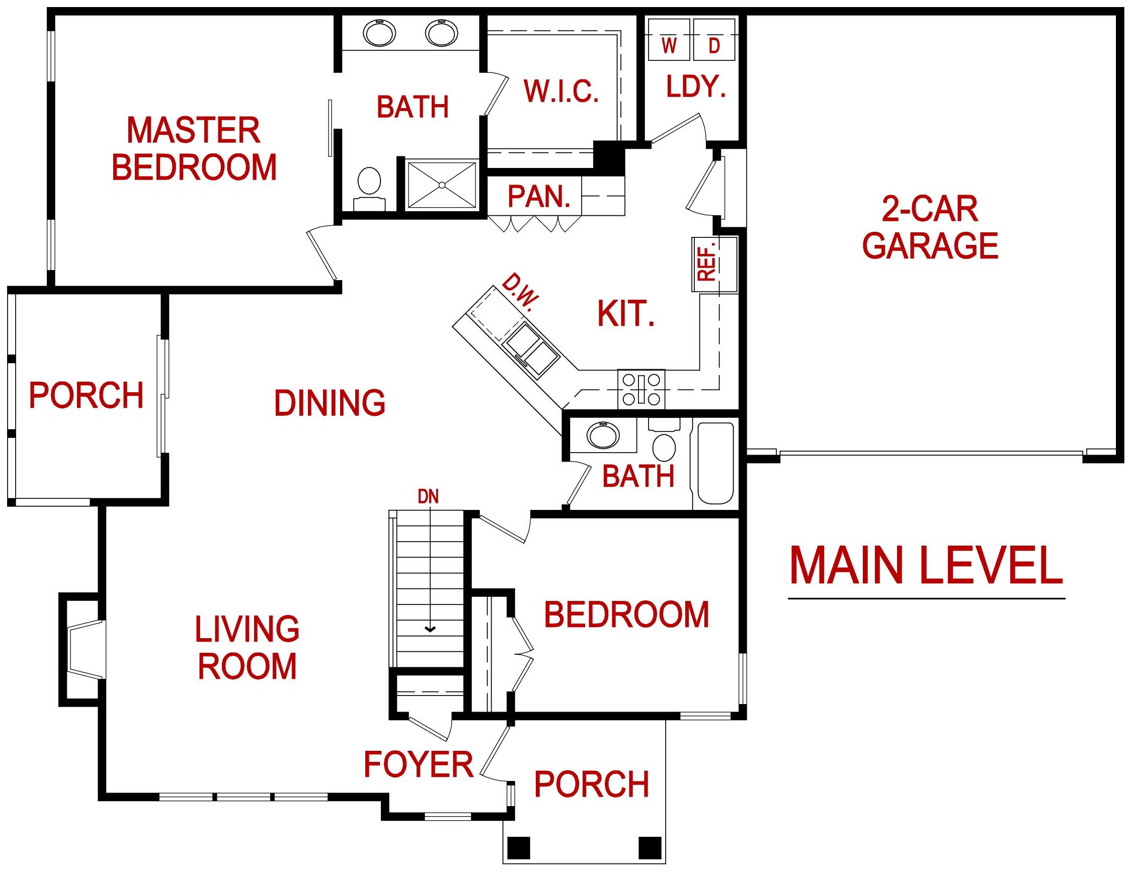 Minor Model main level floor plan from lambie homes