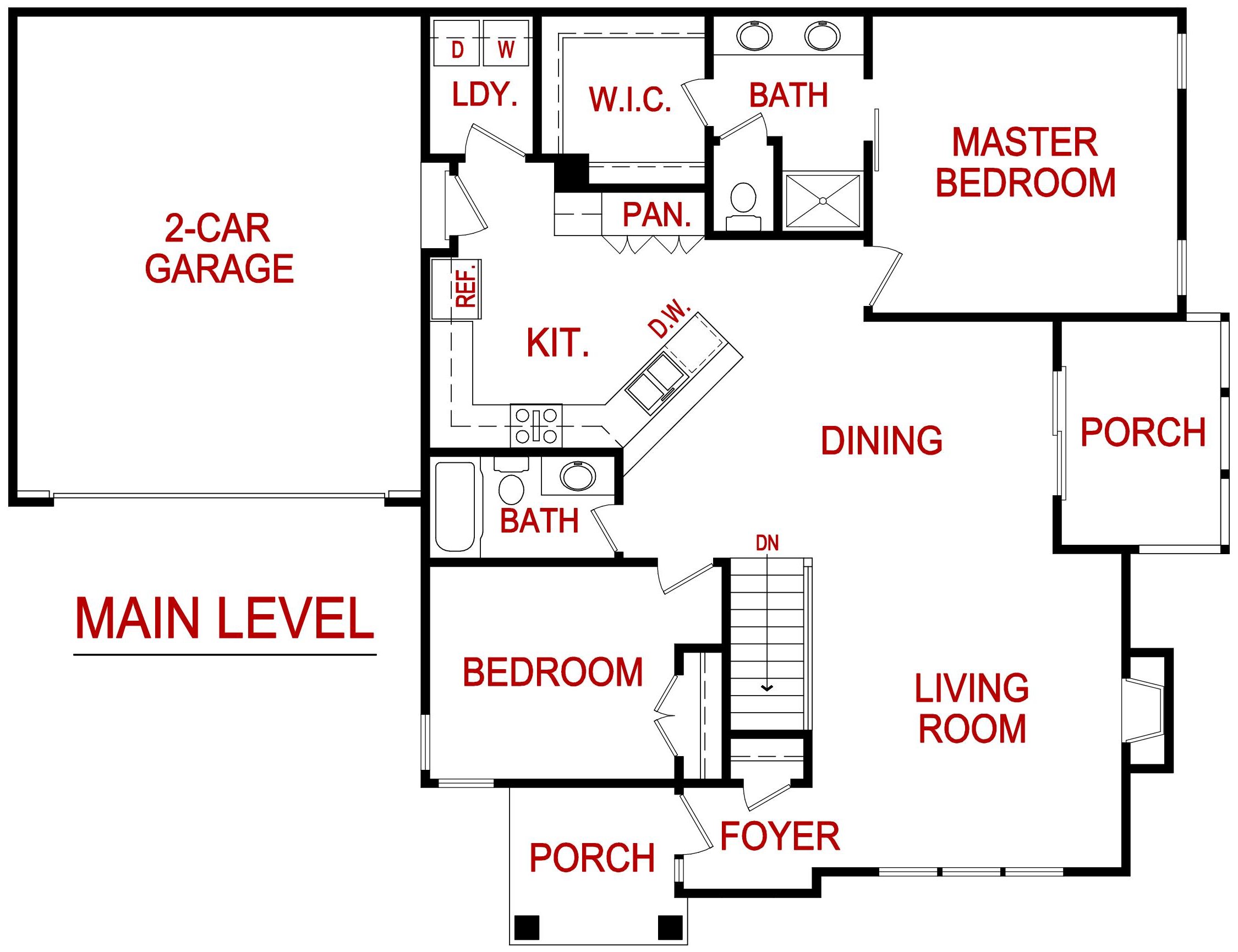 Minor Model main level floor plan from lambie homes