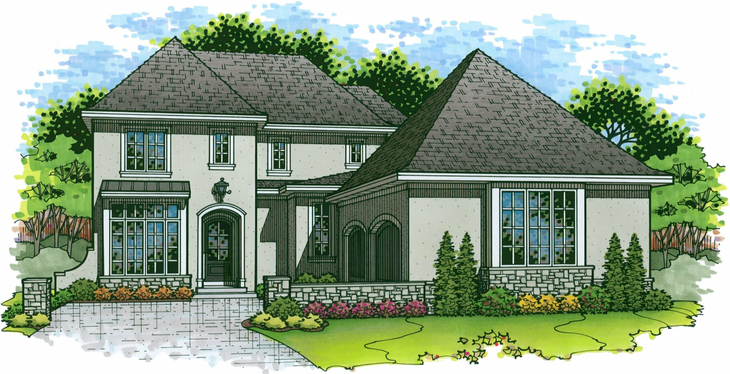 Rendering of the front elevation of the Winston model from Lambie Homes