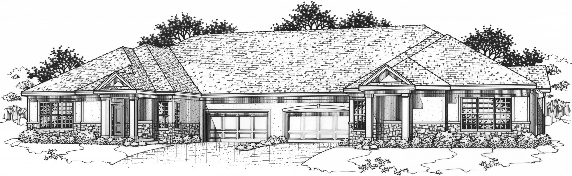 black and white rendering of a minor model from Lambie custom homes