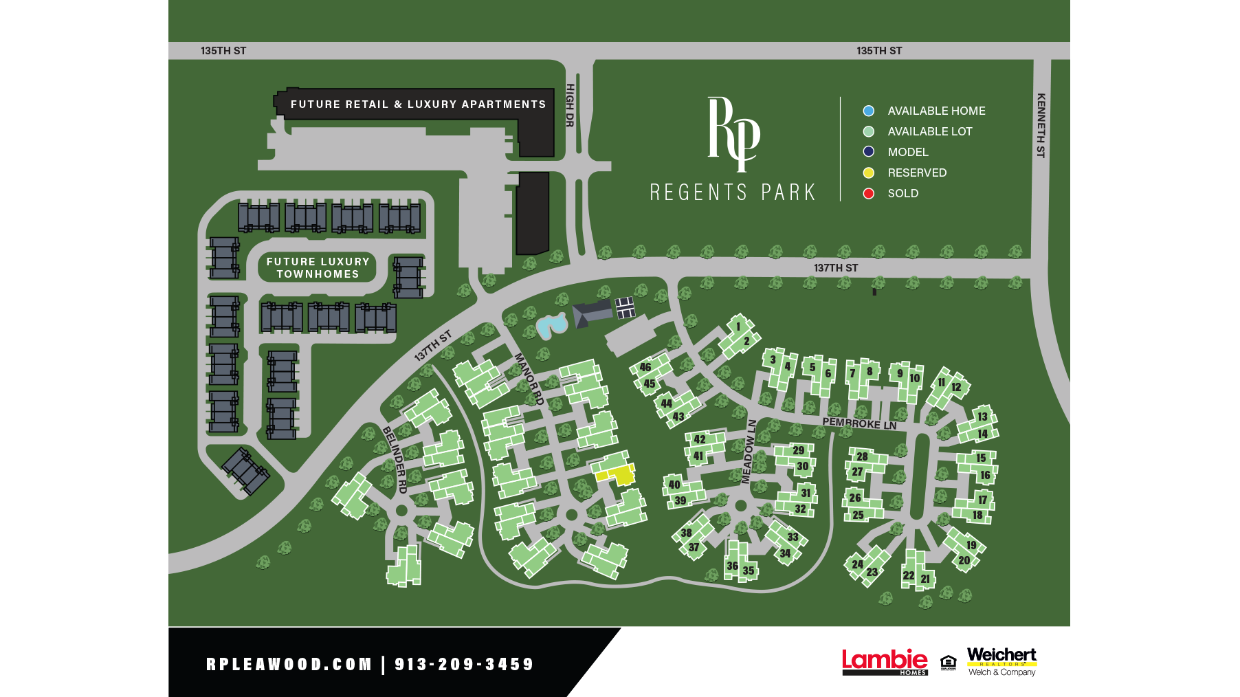 Map of regents park community from lambie custom homes