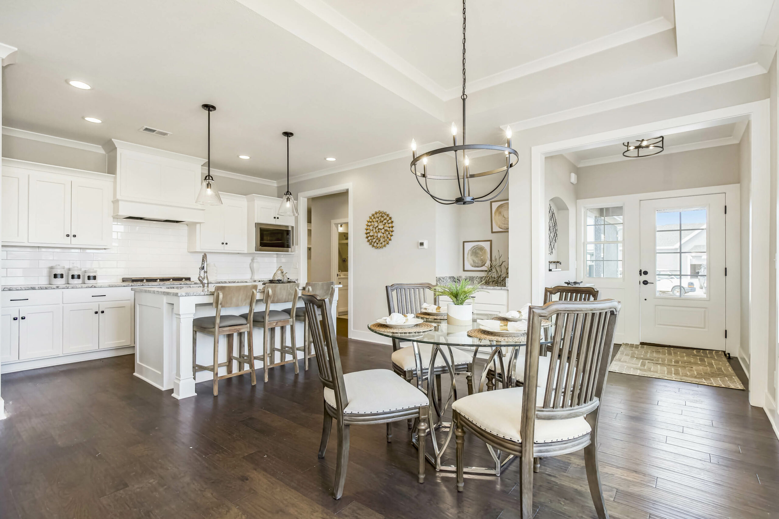 Kitchen with white cabinets in the Irving model from lambie homes