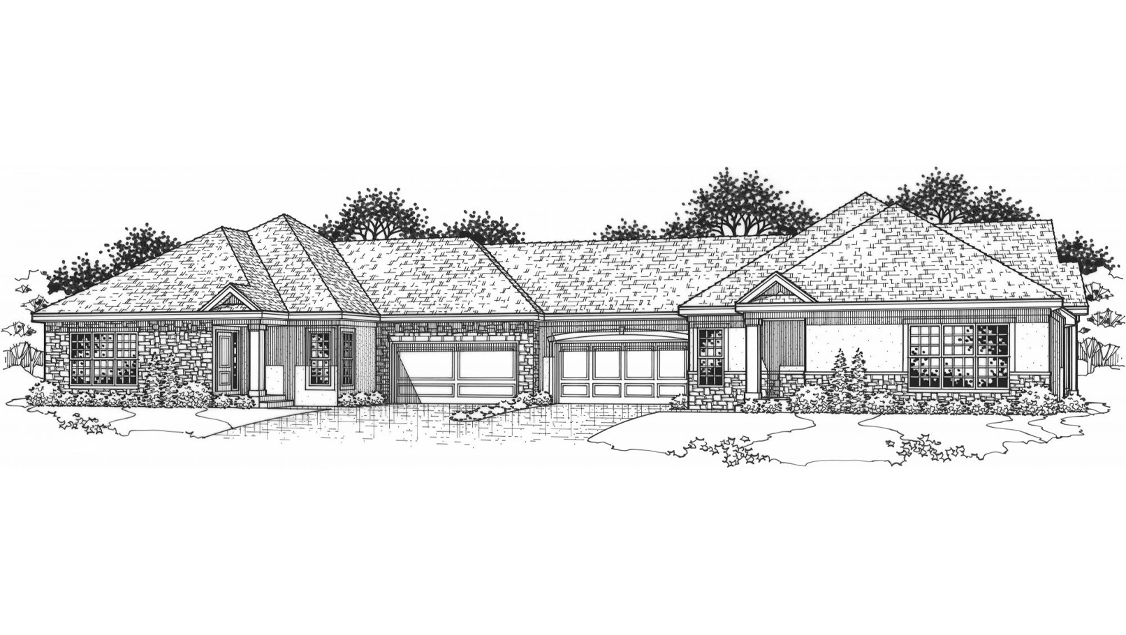 Black and white front elevation of the Todd model from Lambie Homes