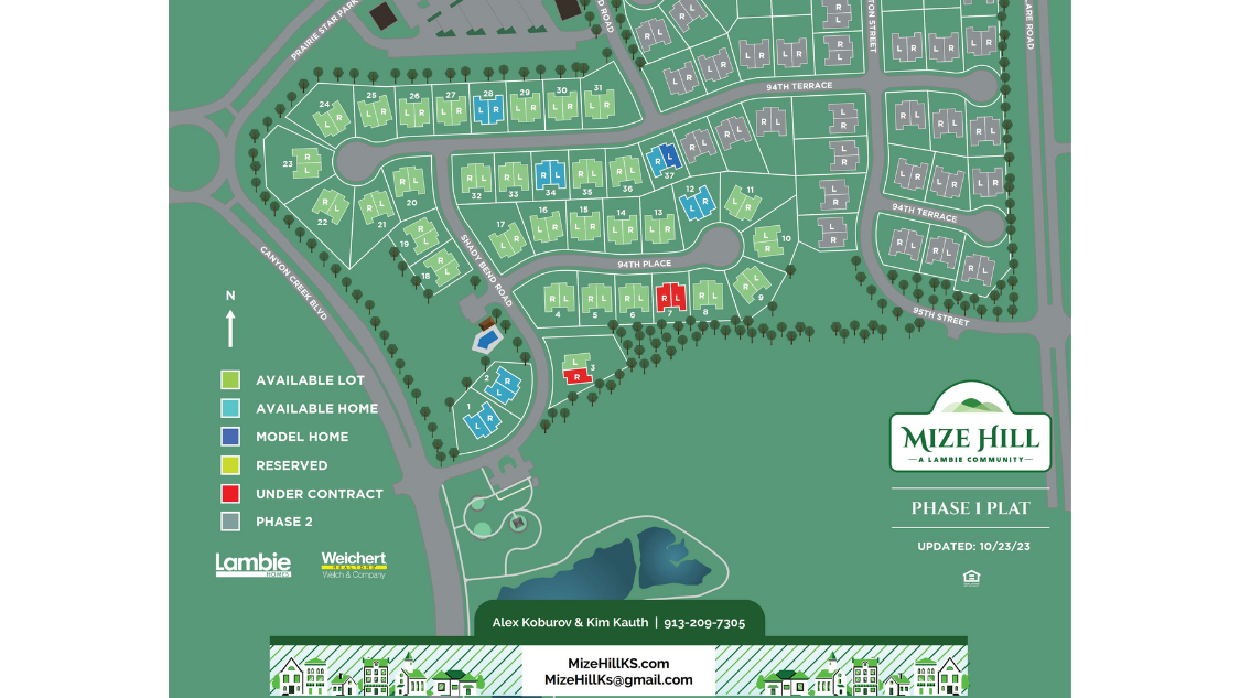 Mize hill plat map from lambie homes
