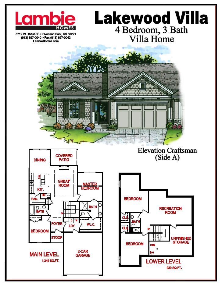 The Lakewood Villa Sales flyer from lambie homes