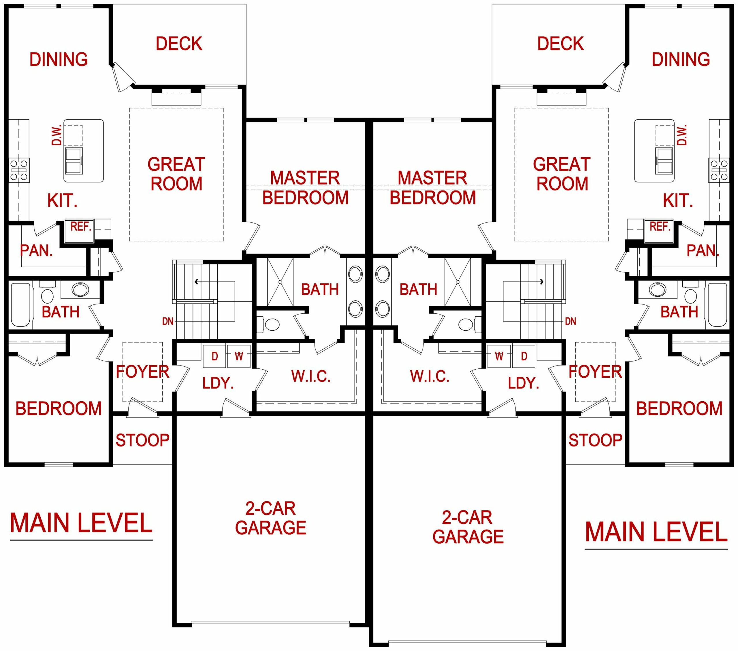 Main level floor plan for the newberry model from lambie homes