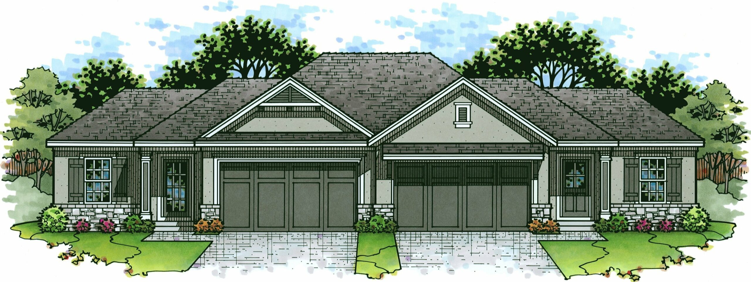 Front elevation of the newberry model from lambie homes