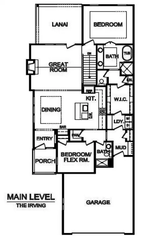 Main level floor plan for 21921 W 82nd Ter from Lambie Homes