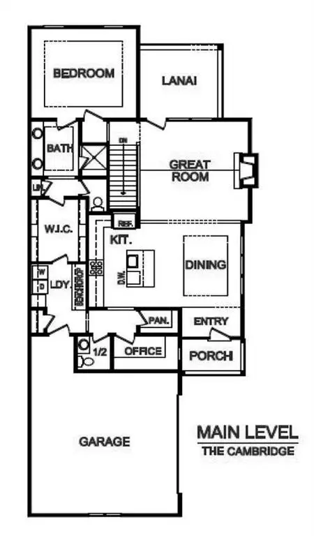 Main level floor plan for 21919 W 82nd Ter from Lambie Homes