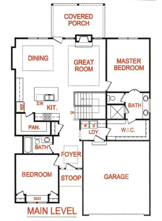 Main level floor plan for 16221 Broadmoor St, Overland Park, KS from Lambie Homes
