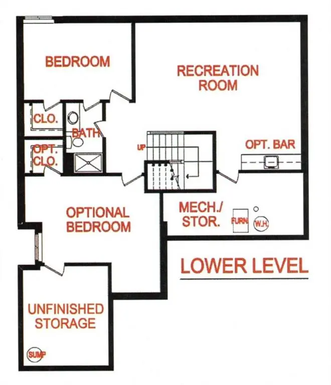 Lower level floor plan for 16221 Broadmoor St, Overland Park, KS from Lambie Homes