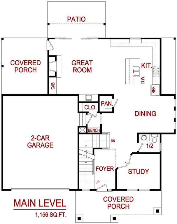 Main level floor plan for 6819 W 162nd Ter, Overland Park, KS from Lambie Homes