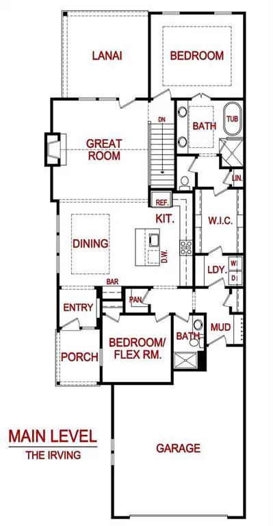 Main level floor plan for 21915 W 82nd Ter from Lambie Homes