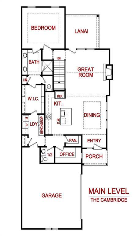 Main level floor plan for 21917 W 82nd Ter from Lambie Homes