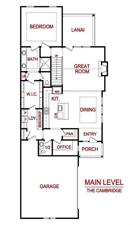 Main level floor plan for 21911 W 82nd Ter from Lambie Homes