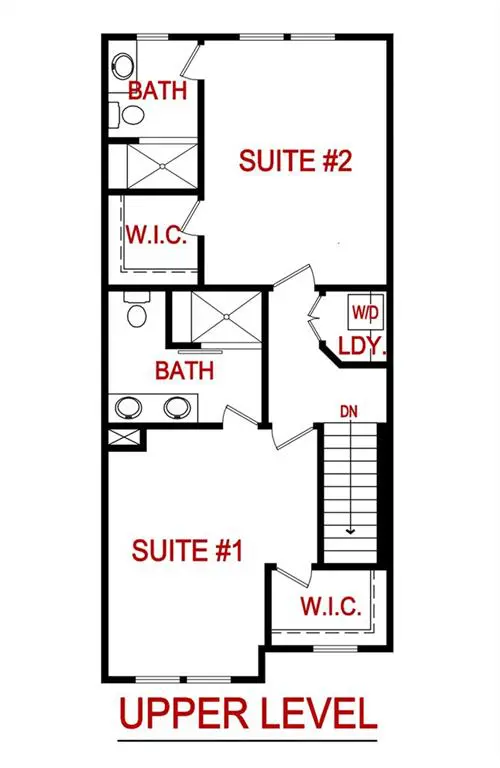 Upper level floor plan for 1829 Mercier St from Lambie Homes