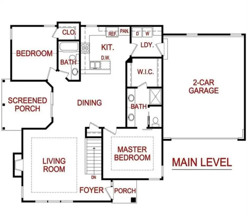 Main level floor plan from lambie homes