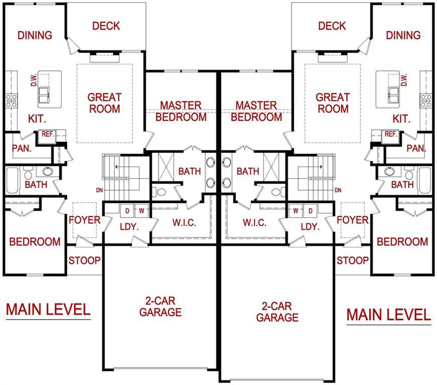 Main level floor plan for 9540 Shady Bend Rd from Lambie Homes