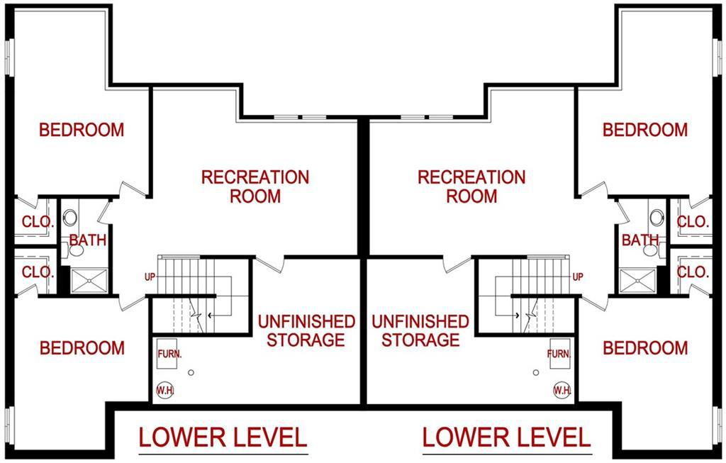 Lower level floor plan for 9532 Shady Bend Rd from Lambie Homes