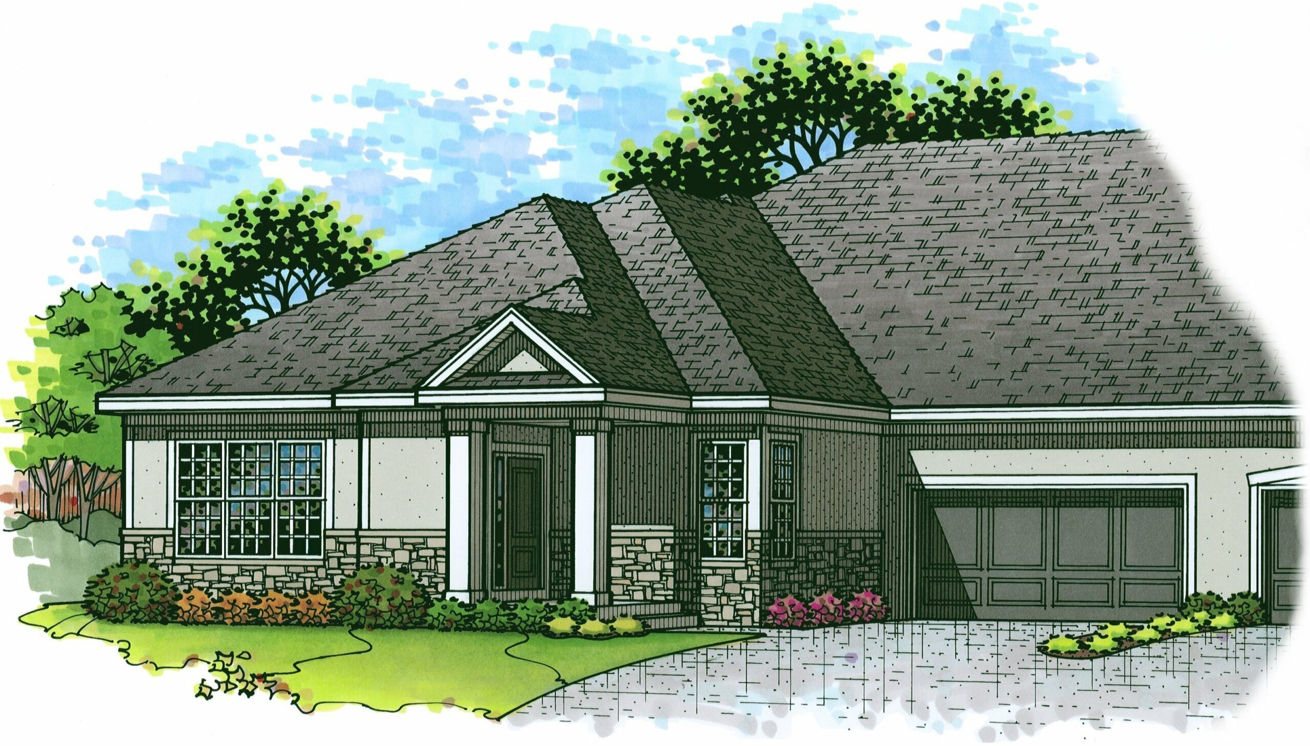 Rendering of the front elevation of 912 E 110th Ter, Kansas City, MO from Lambie Homes