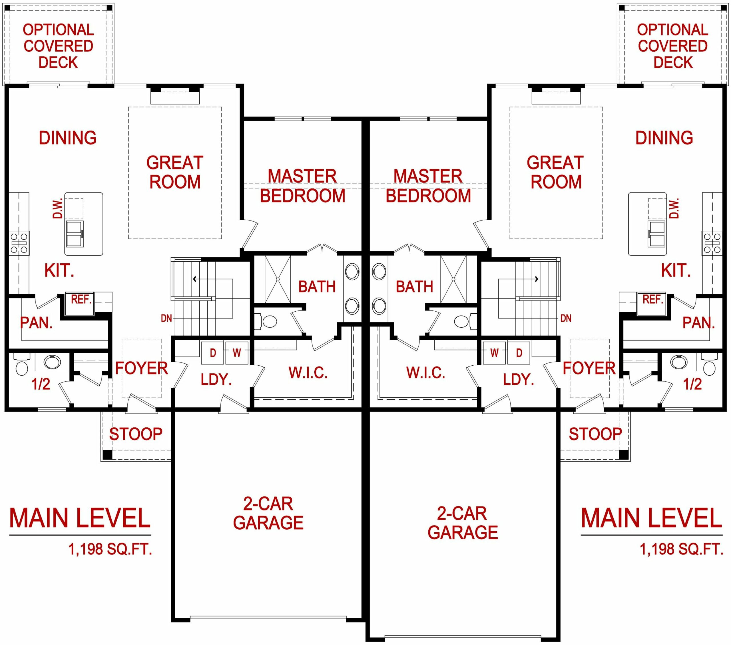 Main level floor plan for the Newberry Model from Lambie Homes