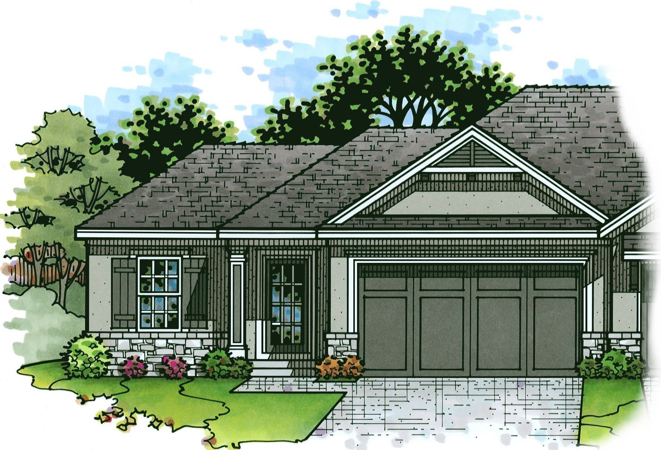 Front elevation of newberry model from lambie homes