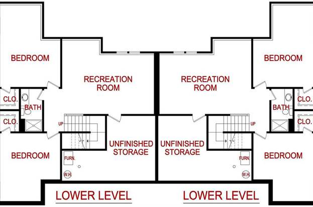Lower level floor plan for 9540 Shady Bend Rd from Lambie Homes