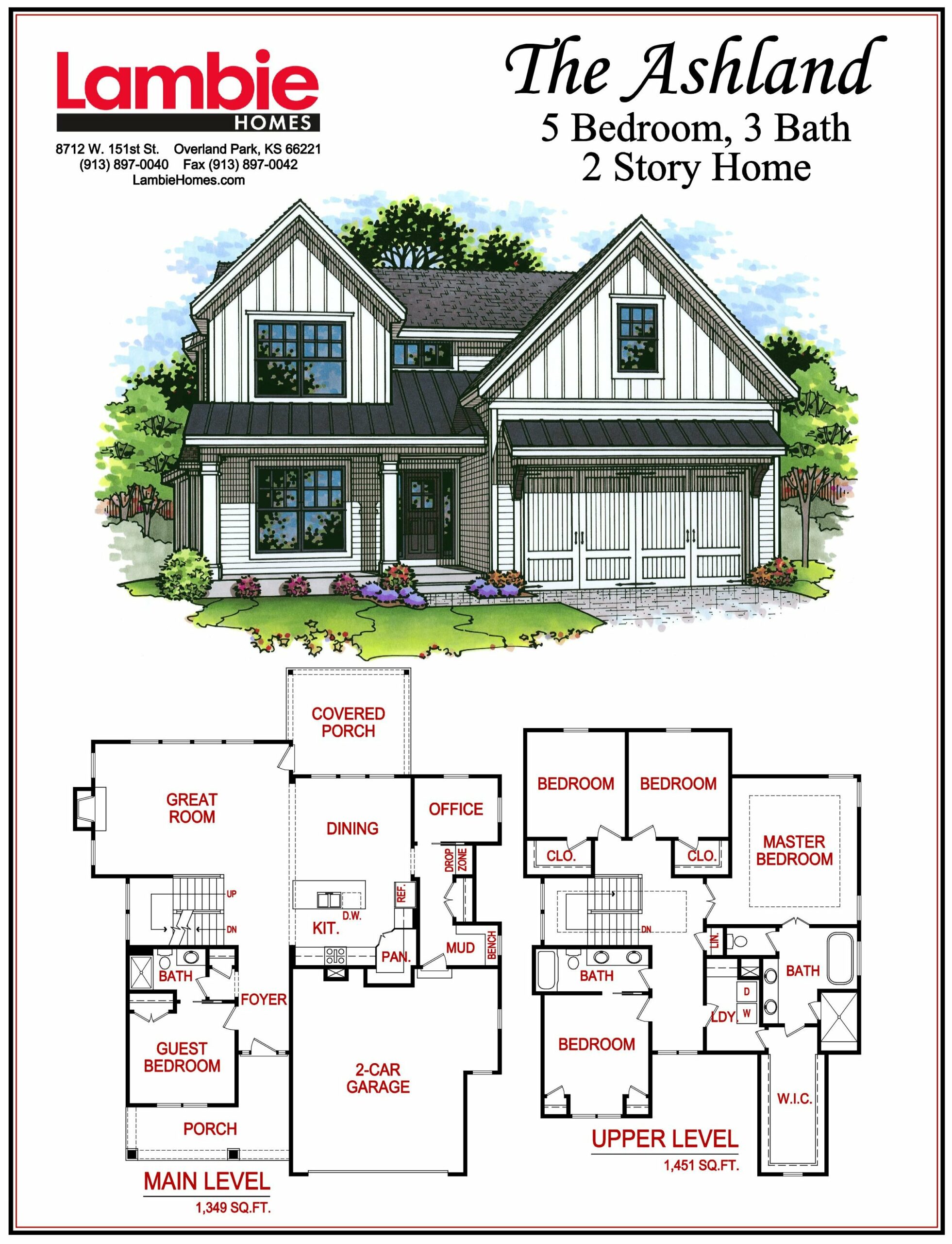 Sales flyer for the ashland model from lambie homes