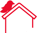 Icon of a red bird on a red home