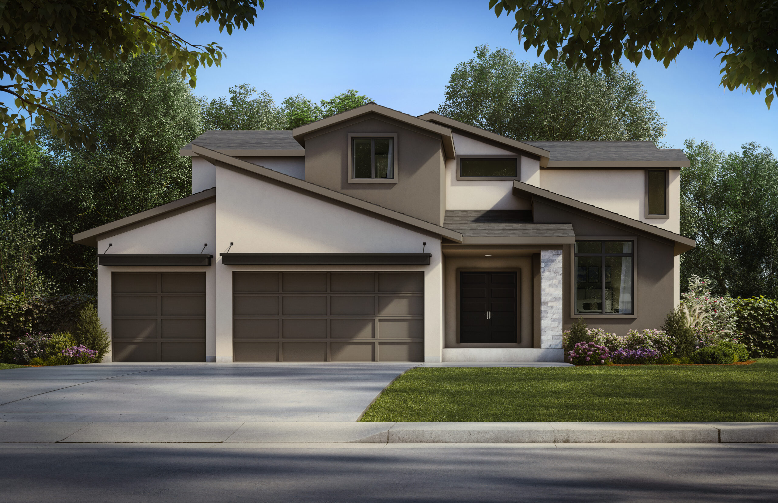Front elevation of the bridgewater model from lambie homes